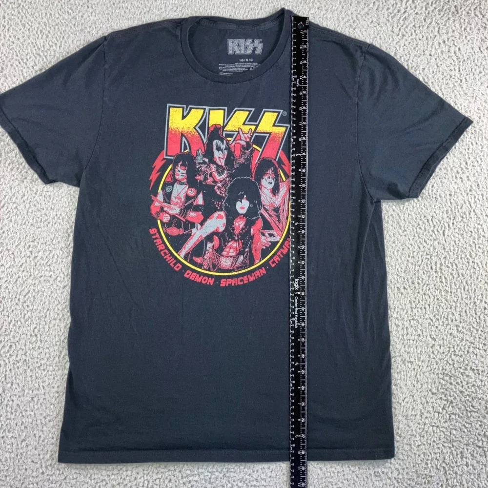 KISS Graphic‎ T-Shirt Men Large Black Band Tee Starchild Demon Spaceman Catman